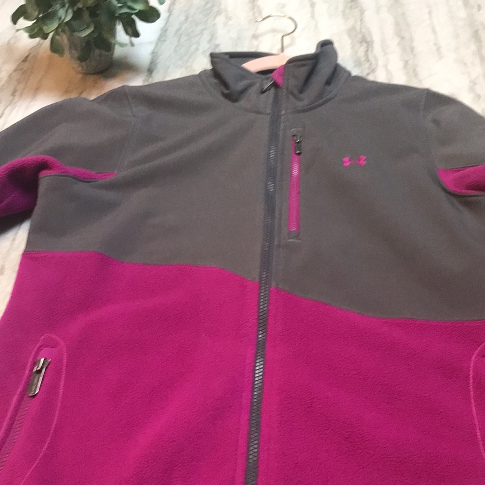 Under Armour M womens pink gray fleece coat jacket
